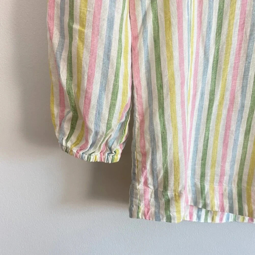 Boden Linen Pastel Rainbow Striped Tunic Top - Picture 4 of 13